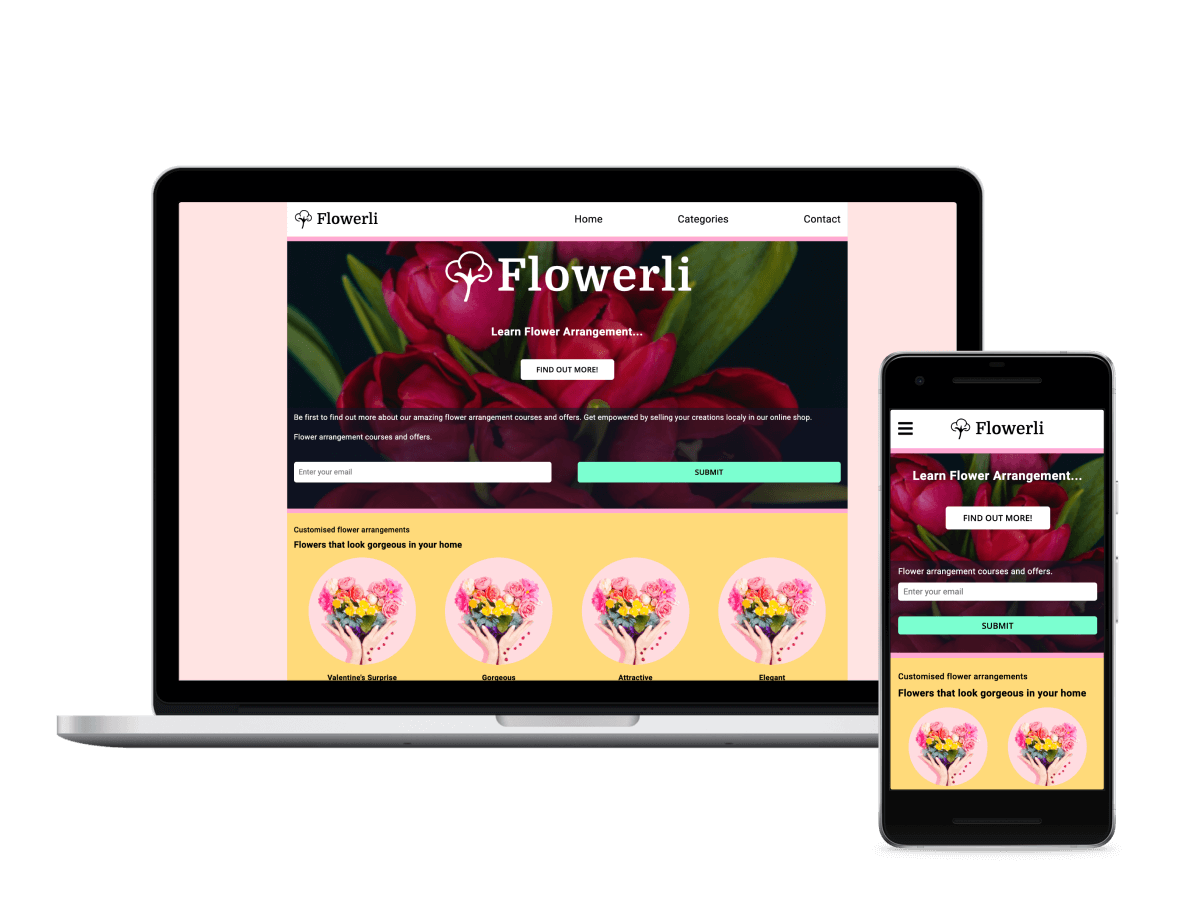 Flowerli Project on Mobile and Desktop Screenshot